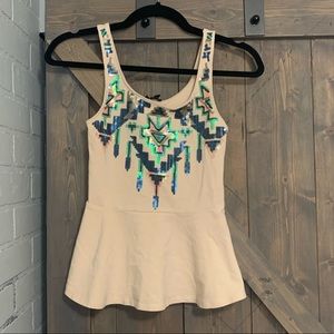 Express peplum tank top with sequin pattern